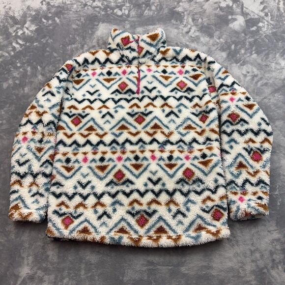 Eddie Bauer Fleece Women's Size Small Aztec All Over Print 1/4 Zip Sweater - Picture 1 of 7